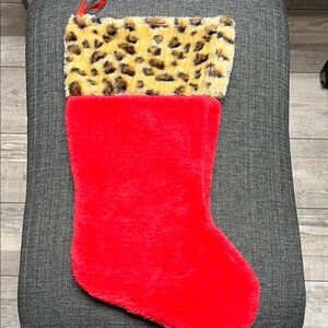 Red and Leopard Print Christmas Stocking